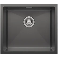 Évier de Cuisine 50 x 44 cm, CECIPA MAX Évier en inox Noir, Évier 1 Bac Montage Encastré ou Supérieur