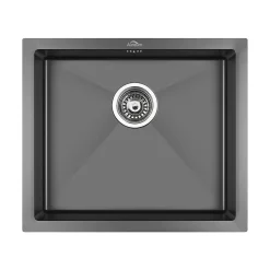 Évier de Cuisine 50 x 44 cm, CECIPA MAX Évier en inox Noir, Évier 1 Bac Montage Encastré ou Supérieur