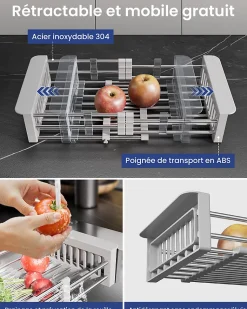 Évier de Cuisine 60 x 45 cm, Cecipa MAX Évier en Inox Brossé, Évier 1 Bac avec Panier de Drainage , Évier à Encastrer