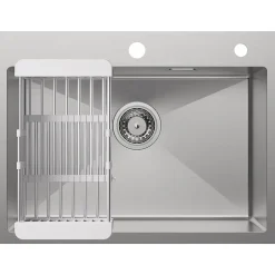 Évier de Cuisine 60 x 45 cm, Cecipa MAX Évier en Inox Brossé, Évier 1 Bac avec Panier de Drainage , Évier à Encastrer