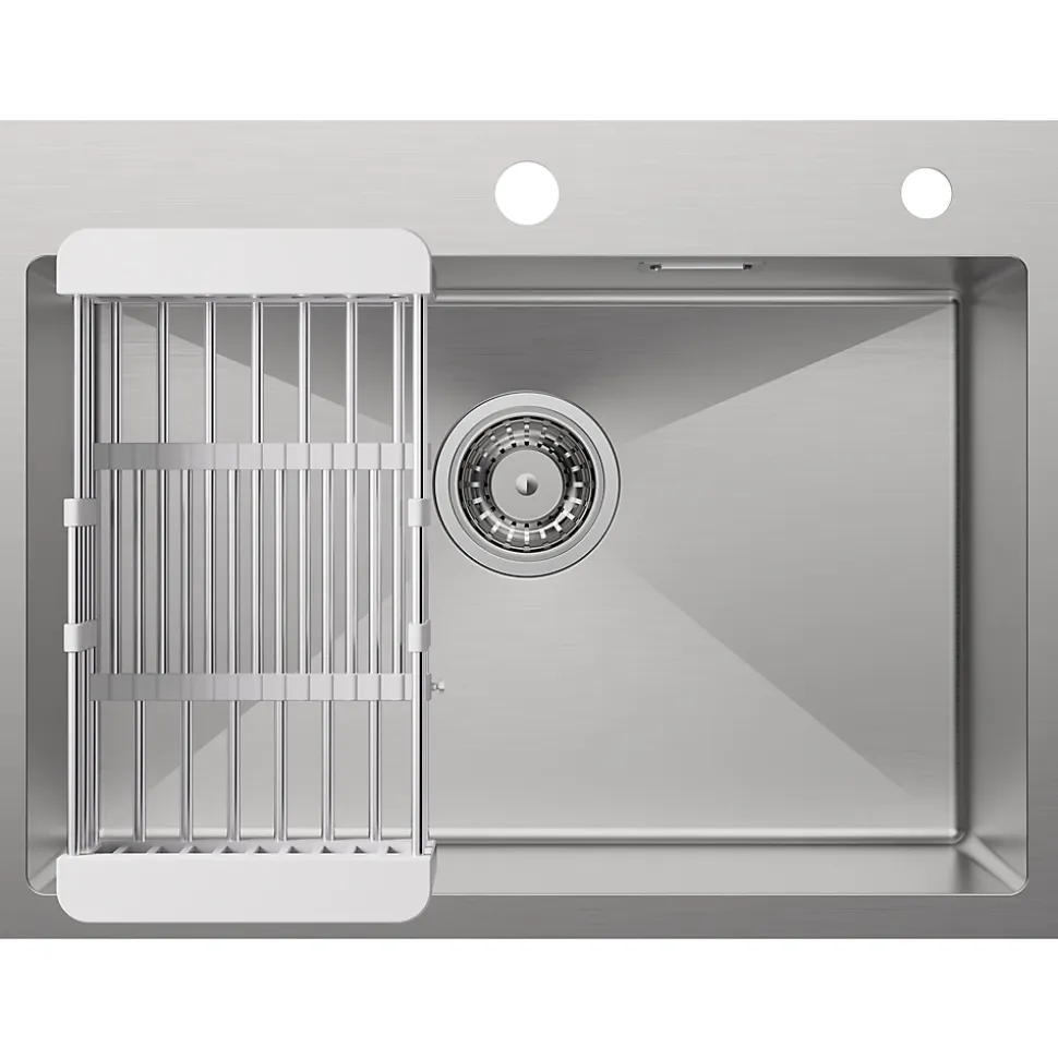 Évier de Cuisine 60 x 45 cm, Cecipa MAX Évier en Inox Brossé, Évier 1 Bac avec Panier de Drainage , Évier à Encastrer