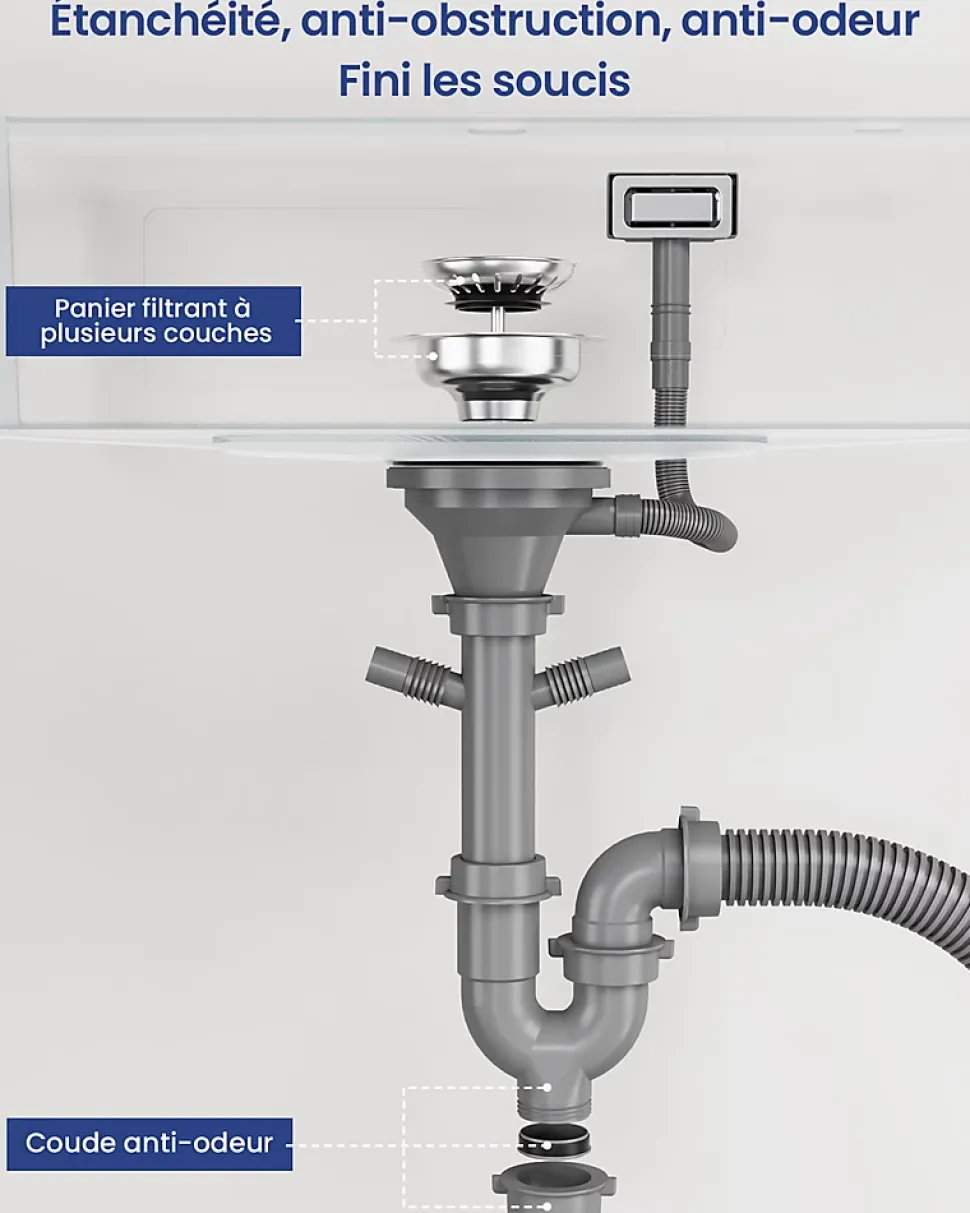 Évier de Cuisine 60 x 45 cm, Cecipa MAX Évier en Inox Brossé, Évier 1 Bac avec Panier de Drainage , Évier à Encastrer