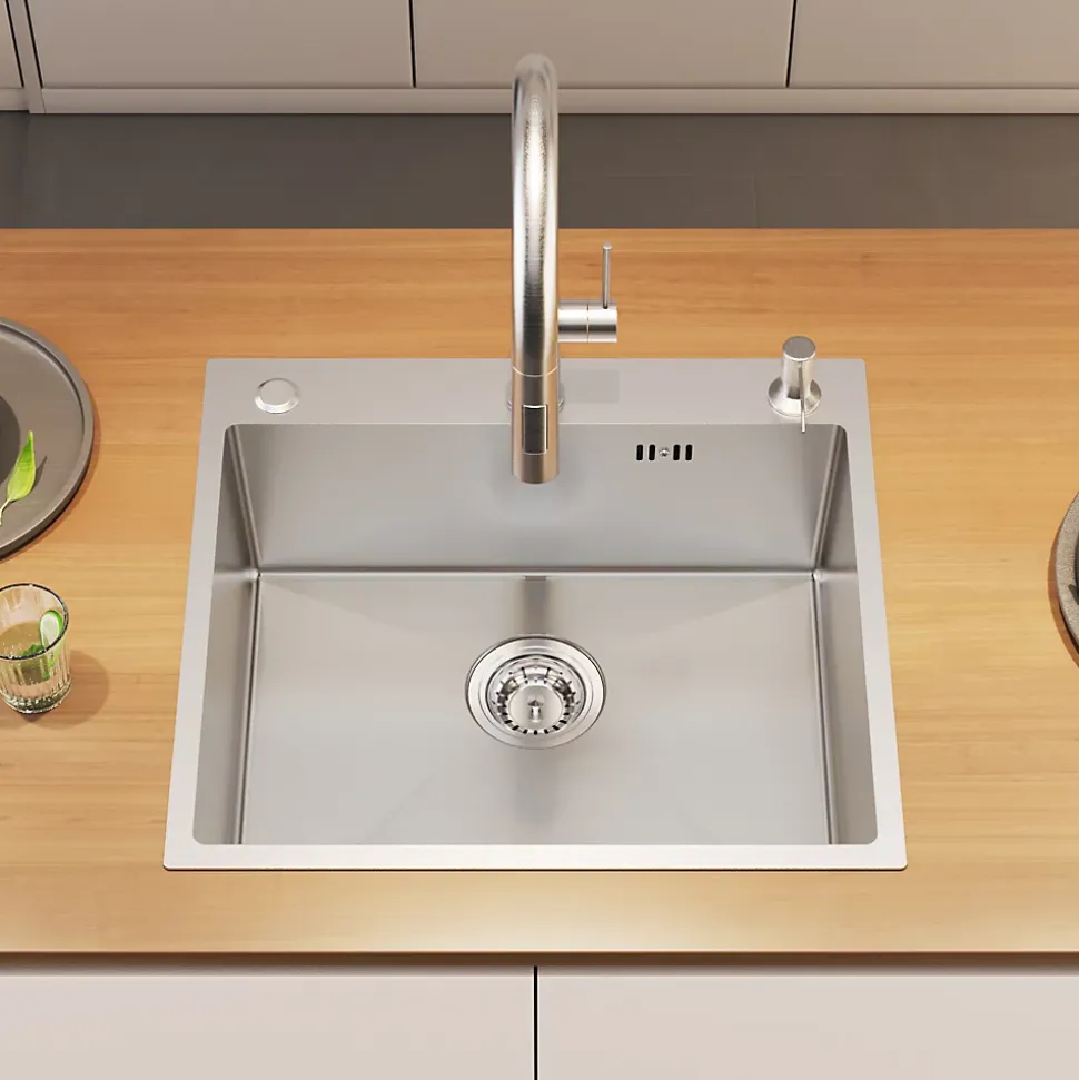 Évier de Cuisine 50 x 45 cm, SOFETIY MAX Évier en inox brossé, Évier 1 Bac Montage Encastré ou Supérieur