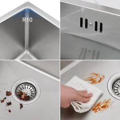 Évier de Cuisine 50 x 45 cm, SOFETIY MAX Évier en inox brossé, Évier 1 Bac Montage Encastré ou Supérieur