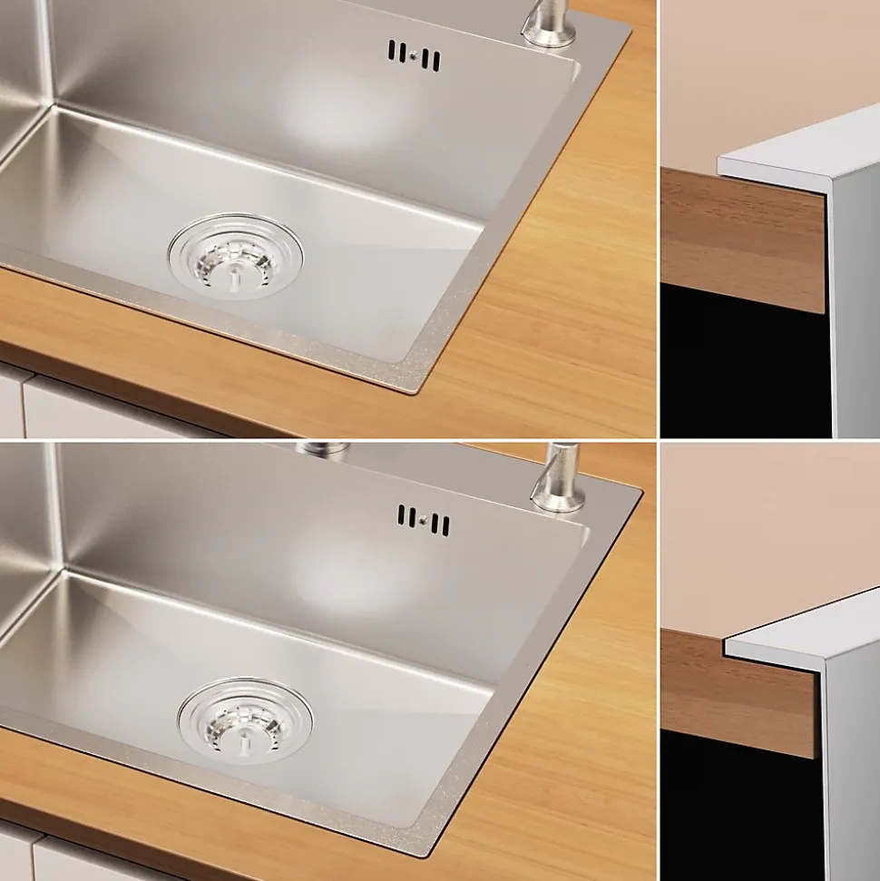 Évier de Cuisine 50 x 45 cm, SOFETIY MAX Évier en inox brossé, Évier 1 Bac Montage Encastré ou Supérieur