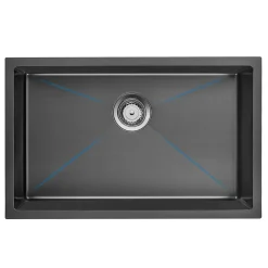 Évier de Cuisine 70 x 44 cm, SOFETIY MAX Évier en inox Noir, Évier 1 Bac Montage Encastré ou Supérieur