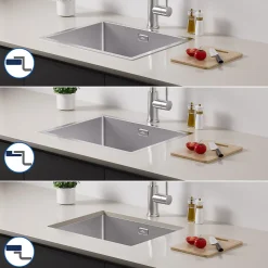 Évier de Cuisine 55 x 44 cm, SOFETIY MAX Évier en inox brossé, Évier 1 Bac Montage Encastré ou Supérieur