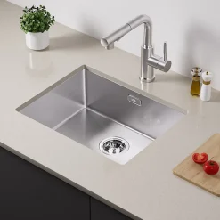 Évier de Cuisine 55 x 44 cm, SOFETIY MAX Évier en inox brossé, Évier 1 Bac Montage Encastré ou Supérieur