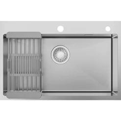 Évier de Cuisine 75 x 45 cm, SOFETIY MAX Évier en Inox, Évier 1 Bac avec Panier de Drainage