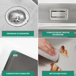 Évier de Cuisine 75 x 45 cm, SOFETIY MAX Évier en Inox, Évier 1 Bac avec Panier de Drainage