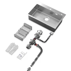 Évier de Cuisine 75 x 45 cm, SOFETIY MAX Évier en Inox, Évier 1 Bac avec Panier de Drainage