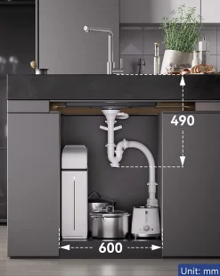 Évier de Cuisine 60 x 48 cm, SOFETIY MAX Évier carré en inox brossé, Évier 1 Bac, Lavabo Cuisine Montage Encastré ou Supérieur