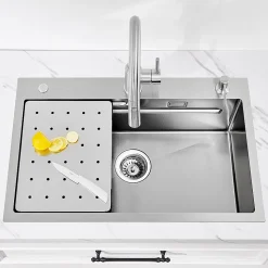 Évier de Cuisine avec égouttoirs 70 x 45 cm, Cecipa MAX Évier en Inox Brossé, Évier 1 Bac avec Egouttoir + Vasque