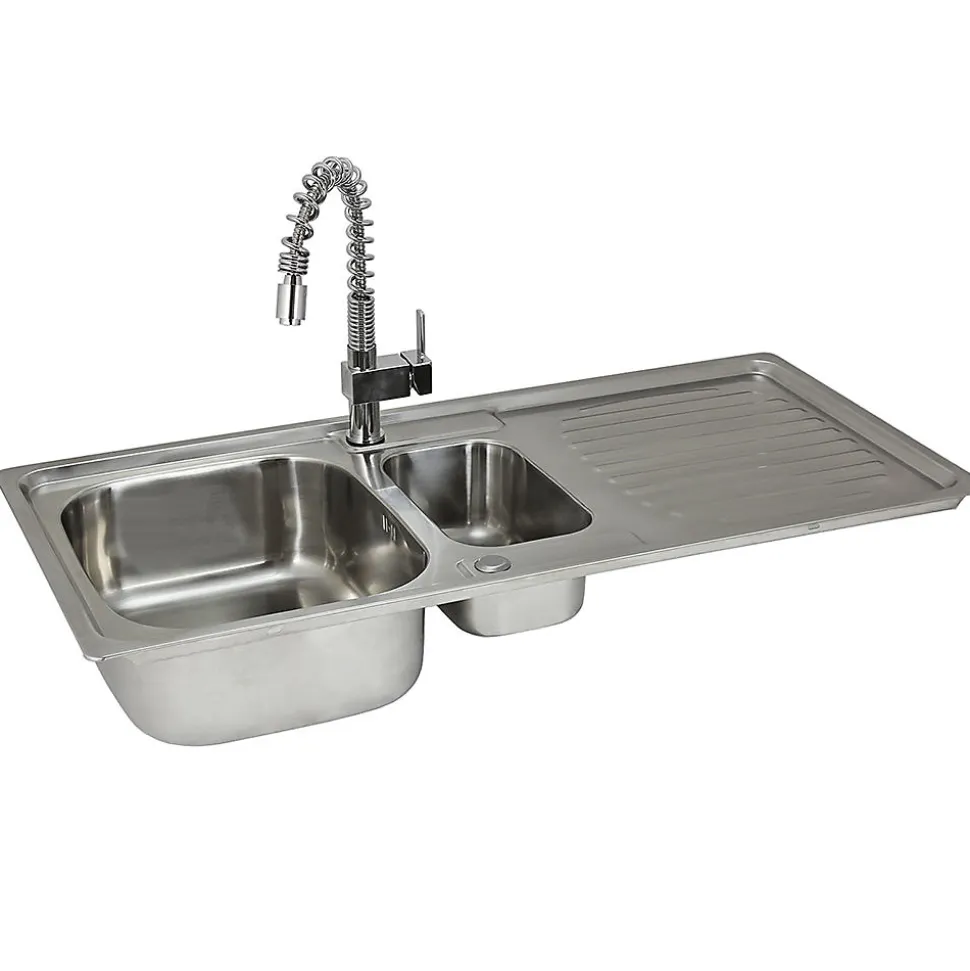 Évier de Cuisine en Acier Inoxydable 105cm x 50cm et Robinet Rainbow