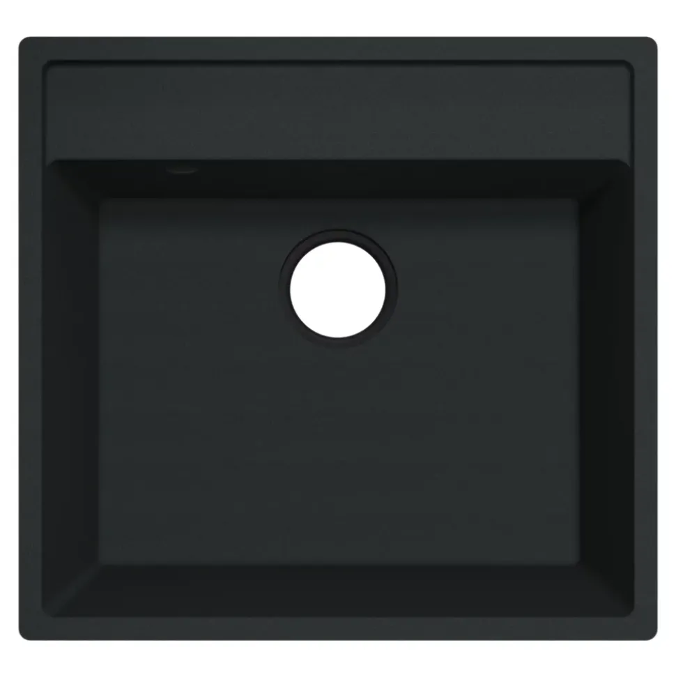 Évier de cuisine en composite de quartz noir 1 bac à encastrer GoodHome Hirase