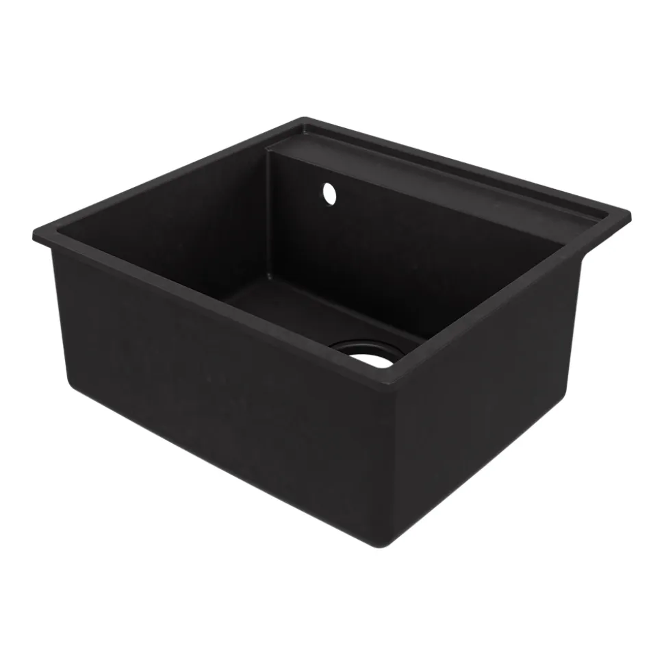 Évier de cuisine en composite de quartz noir 1 bac à encastrer GoodHome Hirase