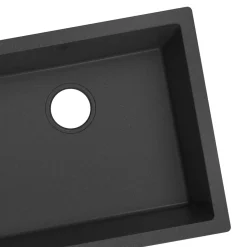 Évier de cuisine en composite de quartz noir mat 1 bac à encastrer GoodHome Sorrel