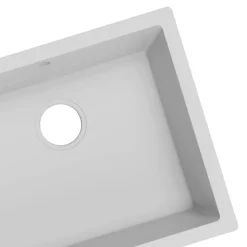 Évier de cuisine en composite de quartz blanc mat 1 bac à encastrer GoodHome Sorrel