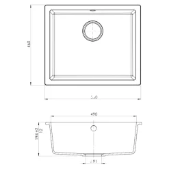 Évier de cuisine en composite de quartz gris mat 1 bac à encastrer GoodHome Sorrel
