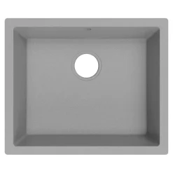 Évier de cuisine en composite de quartz gris mat 1 bac à encastrer GoodHome Sorrel
