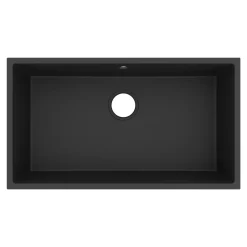Évier de cuisine en composite de quartz noir 1 bac à encastrer GoodHome Sorrel