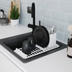 Évier de cuisine en composite de quartz noir 1 bac à encastrer GoodHome Romesco