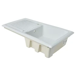 Évier de cuisine en céramique blanche 1 bac à encastrer Burbank