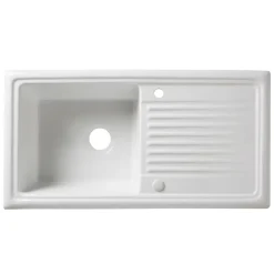 Évier de cuisine en céramique blanche 1 bac à encastrer Burbank