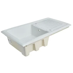 Évier de cuisine en céramique blanche 1 bac à encastrer Burbank