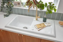 Évier de cuisine en céramique blanche 1 bac à encastrer Burbank