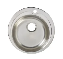 Évier de cuisine en inox poli rond 1 bac à encastrer Quimby
