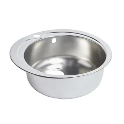 Évier de cuisine en inox poli rond 1 bac à encastrer Quimby