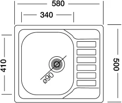 Évier de cuisine en inox poli 1 bac à encastrer Sagan