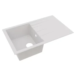 Évier de cuisine en résine blanc 1 bac à encastrer et égouttoir GoodHome Keluak