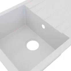 Évier de cuisine en résine blanc 1 bac à encastrer et égouttoir GoodHome Keluak