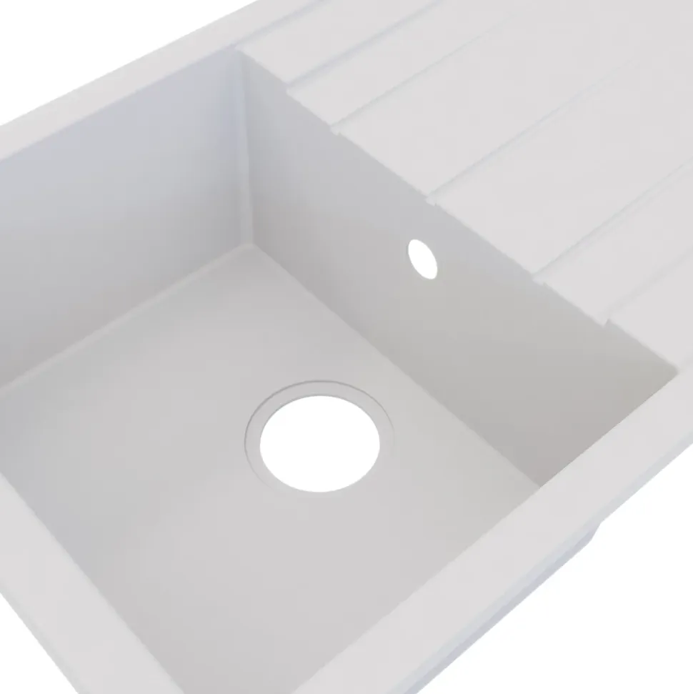 Évier de cuisine en résine blanc 1 bac à encastrer et égouttoir GoodHome Keluak