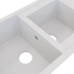 Évier de cuisine en résine blanc 2 bacs à encastrer et égouttoir GoodHome Keluak