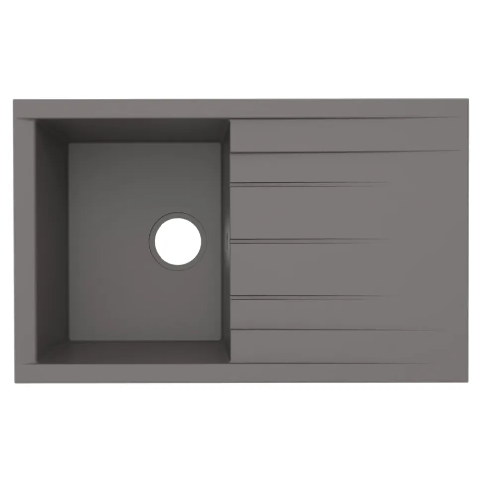 Évier de cuisine en résine gris 1 bac à encastrer et égouttoir GoodHome Keluak