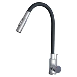 Évier de cuisine en résine noir à encastrer 1 bac avec égouttoir et robi flexible Fossum