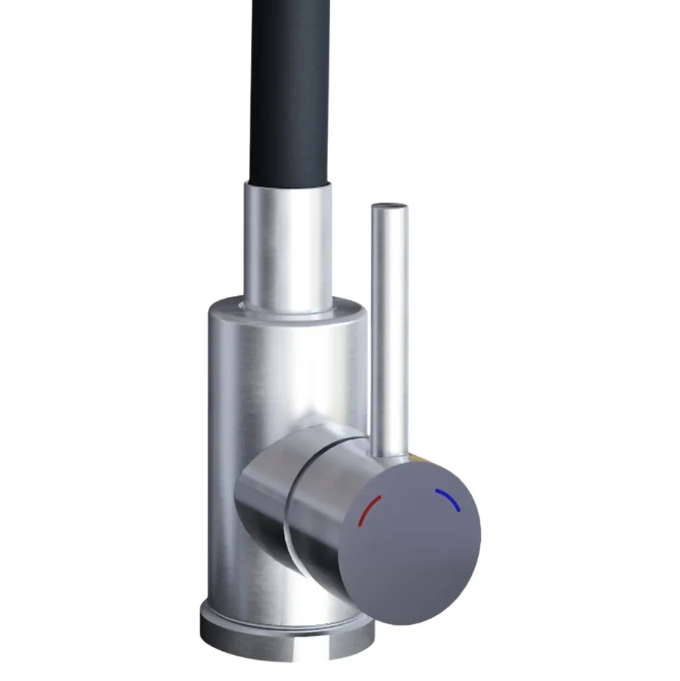 Évier de cuisine en résine noir à encastrer 1 bac avec égouttoir et robi flexible Fossum