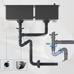 Évier de Cuisine inox 75 x 45 cm, Auralum MAX Évier 2 Bacs, Lavabo Cuisine Montage Encastré ou Supérieur, Évier carré