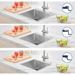 Évier de Cuisine inox brossé 45 x 45 cm, Auralum MAX Évier 1 Bac, Lavabo Cuisine Montage Encastré ou Supérieur, Évier carré