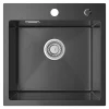 Évier de Cuisine Noir 45 x 45 cm, SOFETIY MAX Évier en inox brossé, Évier 1 Bac, Lavabo Cuisine Montage Encastré ou Supérieur