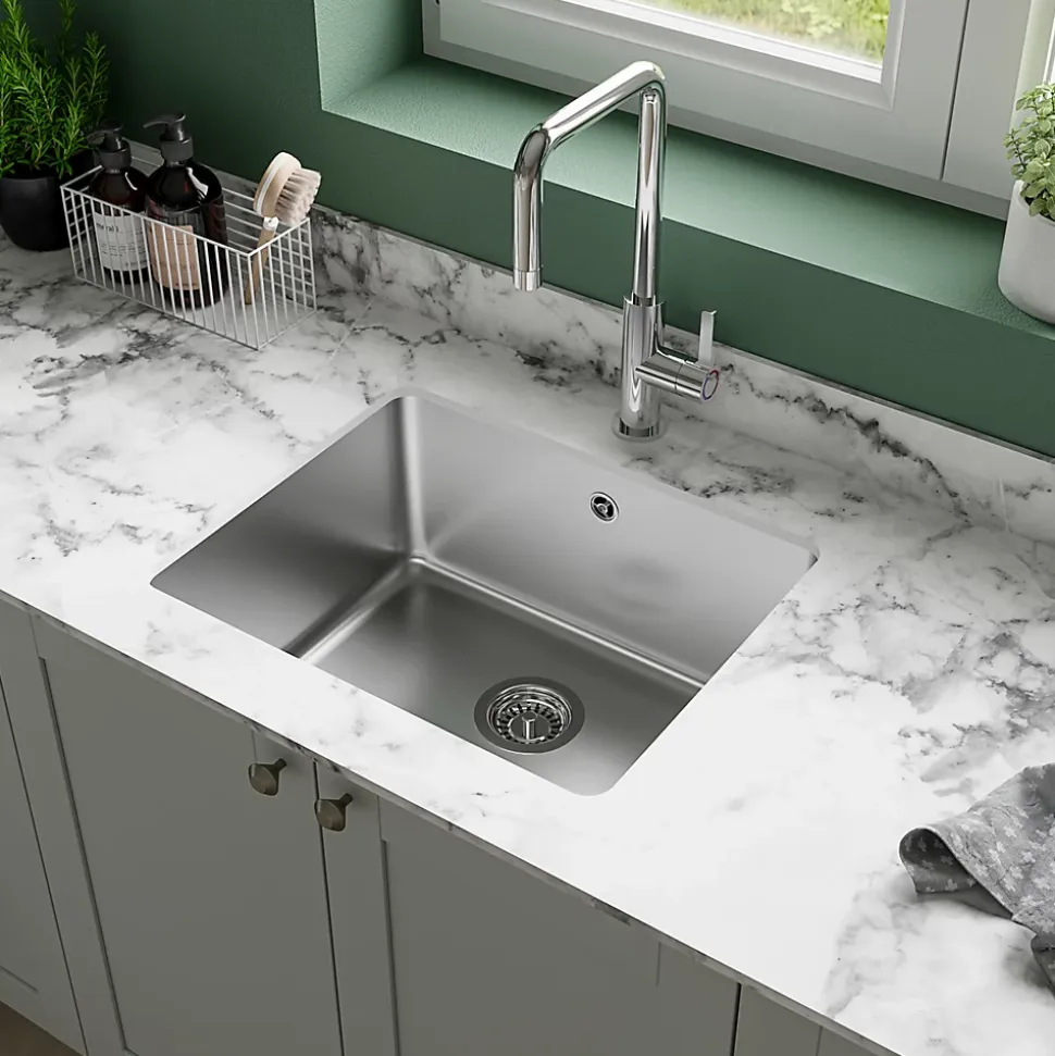 Évier de cuisine sous-plan 1 cuve XS en acier inoxydable Villach GoodHome