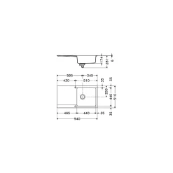 ÉVIER DE SYNTHÈSE À ENCASTRER 1 CUVE ORION TECTONITE - OID 611-94 - blanc artic - 1 cuve