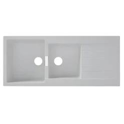 Évier en composite de quartz blanc 2 bacs à encastrer Galvani