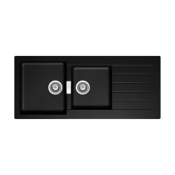 Évier en composite de quartz noir 2 bacs à encastrer Galvani