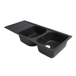 Évier en composite de quartz noir 2 bacs à encastrer Arber