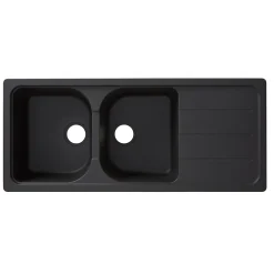 Évier en composite de quartz noir 2 bacs à encastrer Arber