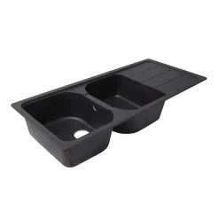 Évier en composite de quartz noir 2 bacs à encastrer Arber